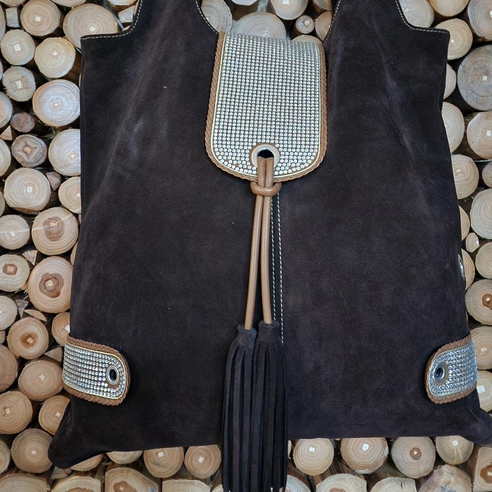 Giuseppe Zanotti Suede and Crystal Tote